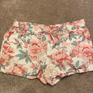 Pink floral shorts